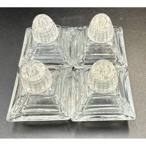 Vintage (4) Irice Art Deco Pyramid Individual Glass Salt & Pepper Shakers